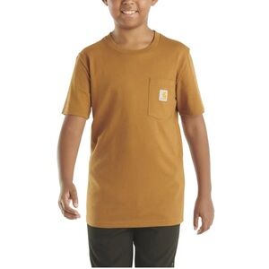 New Carhartt short sleeve brown pocket t-shirt youth size small 8/10